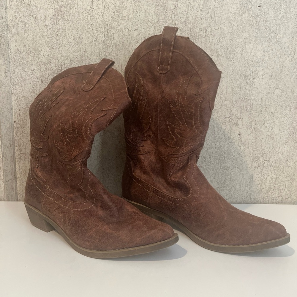Rampage Cowboy Boots Brown Faux Vikki Women’s 7.5 New 328319